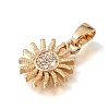 Brass Micro Pave Clear Cubic Zirconia Charms CU-K001-23G-2