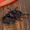 4Pcs 4 Styles Cowhide & Imitation Leather & Beaded Bracelet Set for Men Women FS-WG0FA9F-01-4