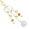Glass Teardrop & Mushroom &  Brass Moon Suncatcher HJEW-JM04934-01-2