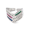 Colorful Cubic Zirconia Arrow Open Cuff Ring RJEW-P079-10P-2