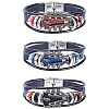 3Pcs 3 Colors Alloy & Leather Cord Bracelets for Men Women BJEW-CL0001-25-1