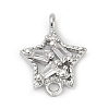 Brass Clear Cubic Zirconia Connector Charms KK-Z094-03P-02-1