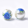 Printed & Spray Painted Imitation Pearl Glass Beads X-GLAA-S047-06B-05-2