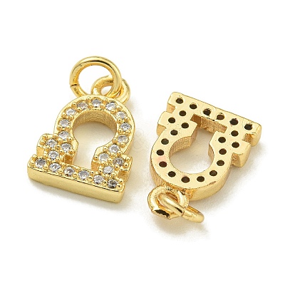 Rack Plating Brass Micro Pave Cubic Zirconia Pendants KK-K386-02C-G-1