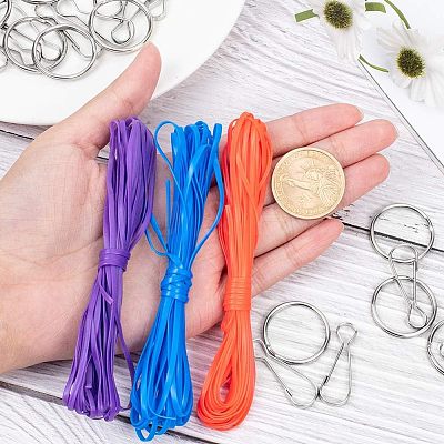 Plastic Lace Rope and Iron Split Key Rings/Key Clasp Finding DIY-NB0002-35-1