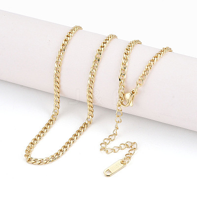 Ion Plating(IP) 3MM 304 Stainless Steel Curb Chain Necklaces NJEW-N059-01G-1
