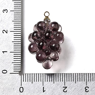 Grape Brass Acrylic Pendants OACR-R006-05G-10-1