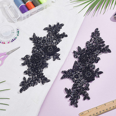 1 Pair Acrylic Embroider Thread Iron on/Sew On Patches PATC-HY0002-08A-1