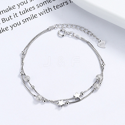 925 Sterling Silver Box Chain Multi-strand Bracelets FS-WGFF458-01-1