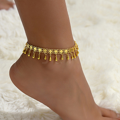 Brass Tassel Teardrop Charm Anklets XJ5134-1