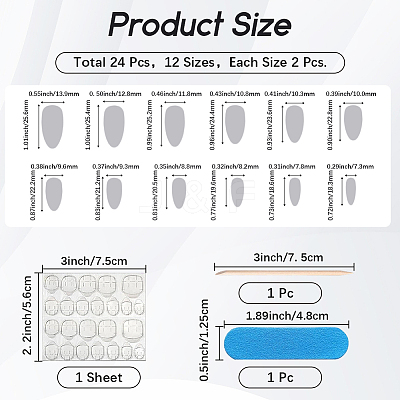 1 Bag ABS Plastic Press On False Nails MRMJ-CP0001-60-1