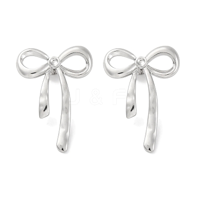304 Stainless Steel Bowknot Stud Earrings EJEW-D281-03S-1