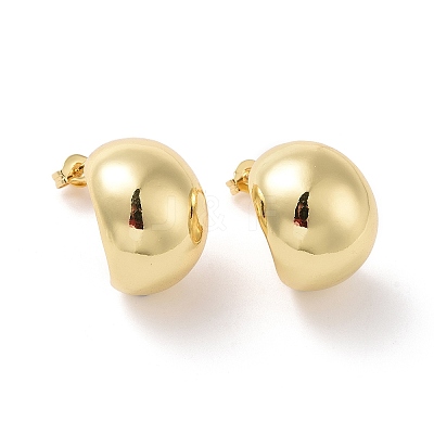 Rack Plating Brass Half Round Stud Earrings X-EJEW-G315-07G-1