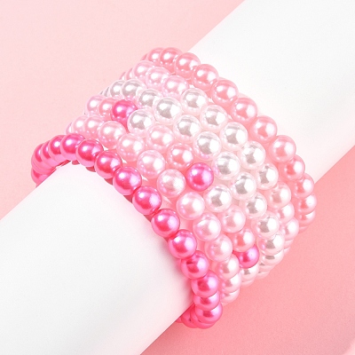 100Pcs 4 Colors Spray Painted ABS Plastic Imitation Pearl Beads OACR-FS0002-09A-1