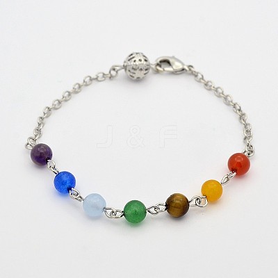 Trendy Gemstone Beaded Bracelets BJEW-F140-01-1