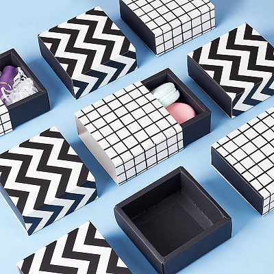 Square Folding Cardboard Small Cake Drawer Box CON-WH0084-49A-1