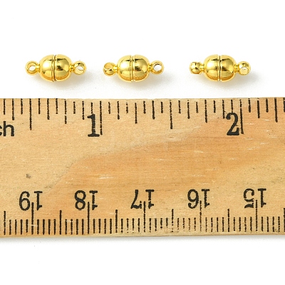 10Pcs Round Brass Magnetic Clasps with Loops KK-FS0001-34G-1
