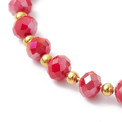 Glass Round Beaded Cuff Bangles BJEW-JB09964-02-1