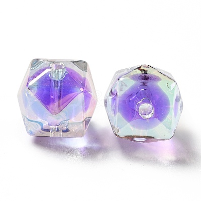 Two Tone UV Plating Rainbow Iridescent Acrylic Beads TACR-D010-02G-1