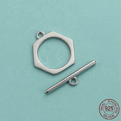 Anti-Tarnish Rhodium Plated 925 Sterling Silver Toggle Clasps STER-NH0001-37P-1