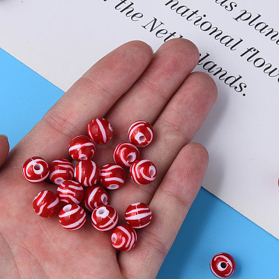 Opaque Striped Acrylic Beads MACR-S373-27D-01-1
