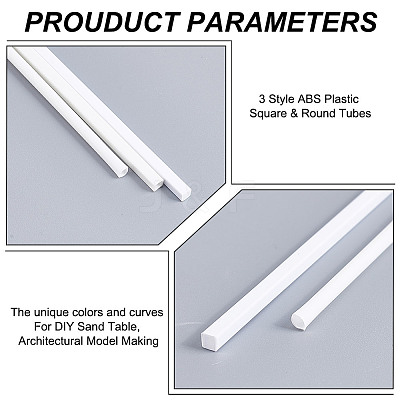 60Pcs 3 Style ABS Plastic Square & Round Tubes DIY-OC0011-73-1