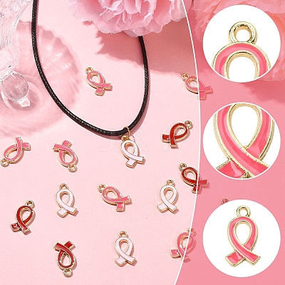 DIY Awareness Ribbon Alloy Enamel Pendant & Waxed Polyester Cord Making Kits DIY-YW0011-74-1