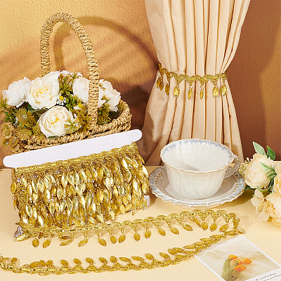 Polyester Lace Ribbon with Plastic Charms Tassel OCOR-WH0078-202B-01-1