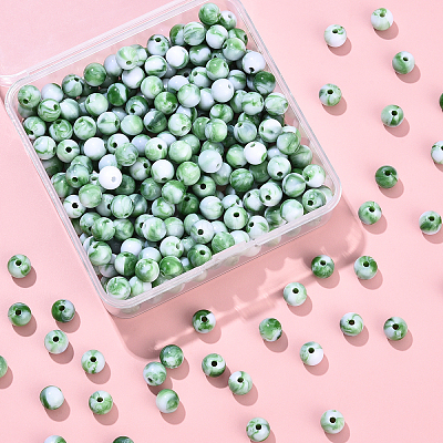 300Pcs Opaque Acrylic Beads SACR-YW0001-89C-1