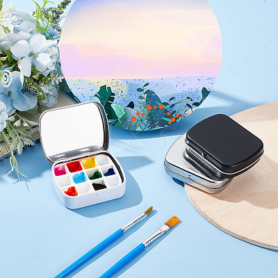 3 Sets 3 Colors Iron Watercolor Paints & Nail Polish Tins Storage Box AJEW-PH0011-08-WH-1