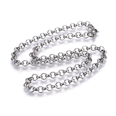 Non-Tarnish 304 Stainless Steel Rolo Chain Necklaces NJEW-F242-12P-D-1