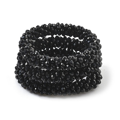 Faceted Opaque Glass Beads Stretch Bracelets BJEW-S144-002E-01-1