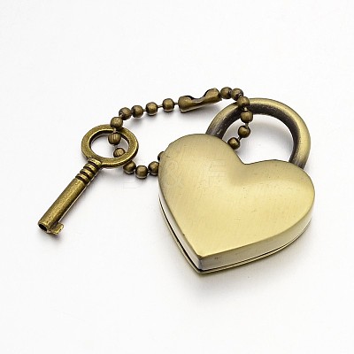 Heart Lock & Key Zinc Alloy Key Clasps KEYC-O009-14-1