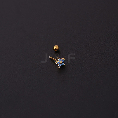 Flower 316L Surgical Stainless Steel Micro Pave Cubic Zirconia Cartilage Earrings WG558ED-03-1