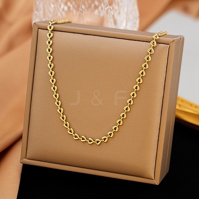 4MM 304 Stainless Steel Heart Link Chain Necklaces for Women NJEW-G179-06G-1