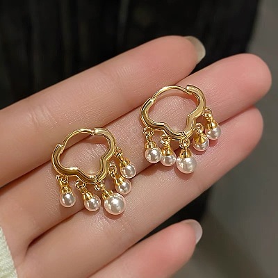Cloud Alloy Plastic Imitation Pearl Chandelier Earrings FS-WGCF050-01-1
