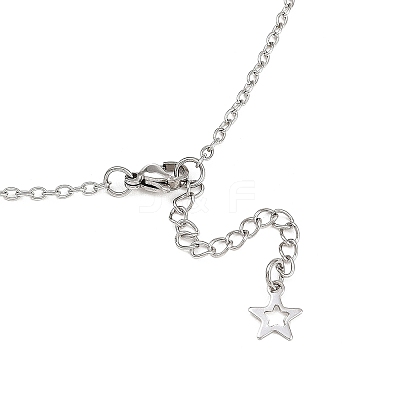 201 Stainless Steel Sun Moon Star Pendant Mixed Stone & 304 Stainless Steel Link Chain 3 Layer Necklaces for Women NJEW-JN05470-02-1