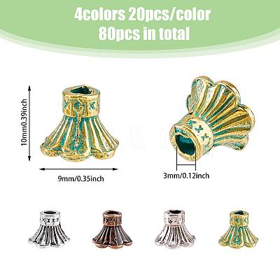 80Pcs 4 Colors Alloy Flower Bead Caps FIND-DC0003-87-1