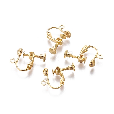 Rack Plated Brass Screw Clip-on Earring Findings LS-X-KK-P169-04G-1