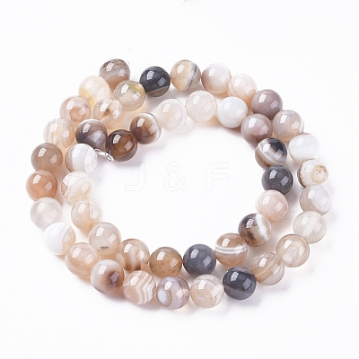 Natural Striped Agate/Banded Agate Beads Strands G-G582-8mm-57-1