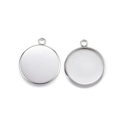 Tarnish Resistant 304 Stainless Steel Pendant Cabochon Settings STAS-G127-13-5.5mm-P-1