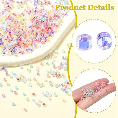 120G 10 Colors Transparent Colours Rainbow Plated Round Hole Glass Bugle Beads SEED-CJ0001-27-1