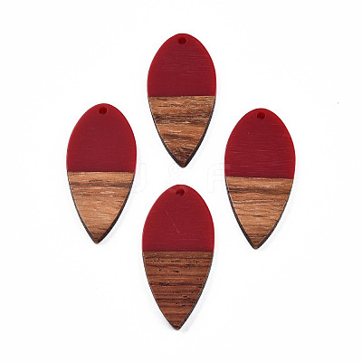 Opaque Resin & Walnut Wood Pendants RESI-N025-031-B04-1