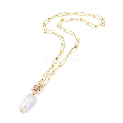 Natural Baroque Pearl Keshi Pearl Pendant Necklaces NJEW-JN02814-1
