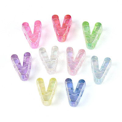 UV Plating Transparent Acrylic European Beads OACR-M027-02V-1
