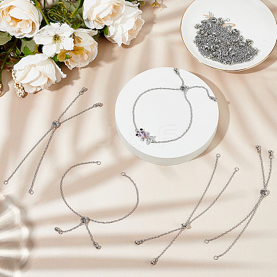 18Pcs Adjustable 304 Stainless Steel Cable Chains Bracelets Making AJEW-ME0001-02-1