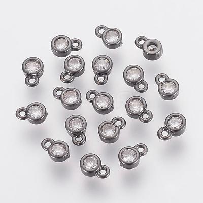 Brass Cubic Zirconia Charms ZIRC-P068-01B-1
