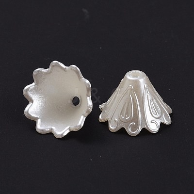 Multi-Petal Flower ABS Plastic Imitation Pearl Bead Caps OACR-R016-25-1