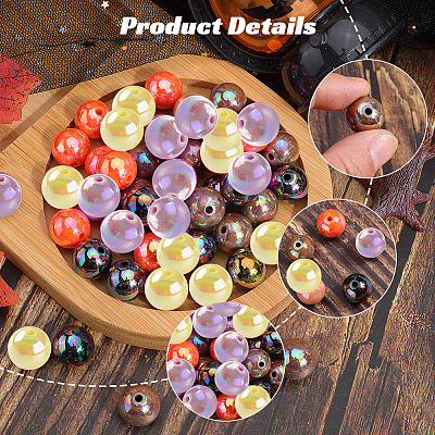Halloween Theme 100Pcs 5 Colors Opaque Acrylic Beads MACR-SP0001-01B-05-1