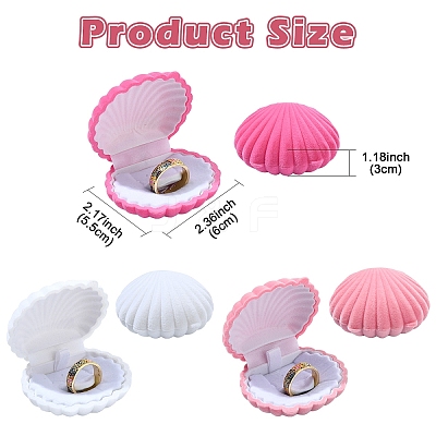 1Pc Shell Shaped Velvet Jewelry Storage Boxes VBOX-YW0001-05A-1